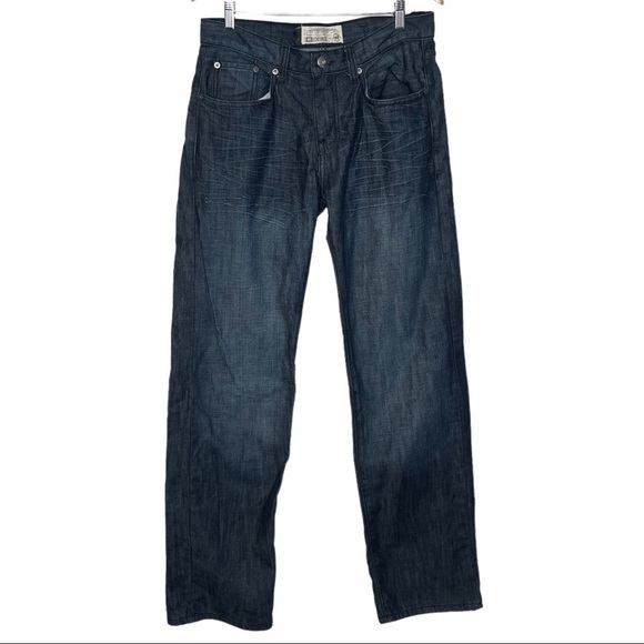 ECKO UTLD 759 Relaxed Fit Creased Straight Leg Blue Dark Wash Denim Jean… - Picture 2 of 13